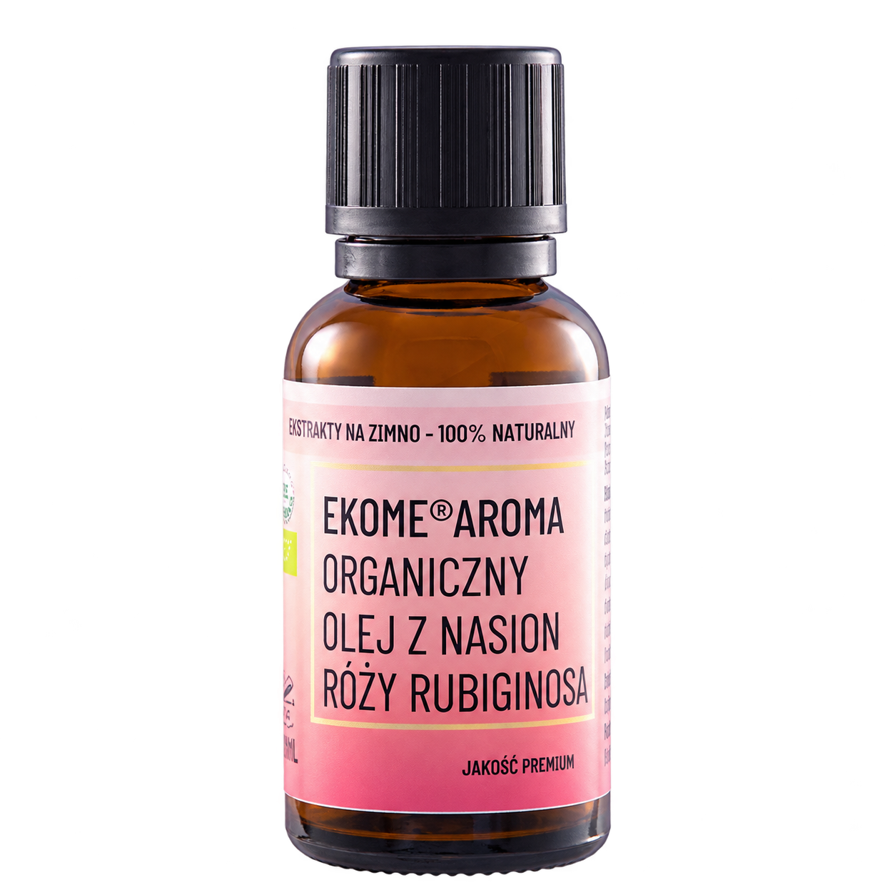 Organiczny olej z nasion róży Rosa rubiginosa Ekome® 30 ml Organiczny olej z nasion dzikiej róży Rosa rubiginosa Ekome® 30 ml bez tła